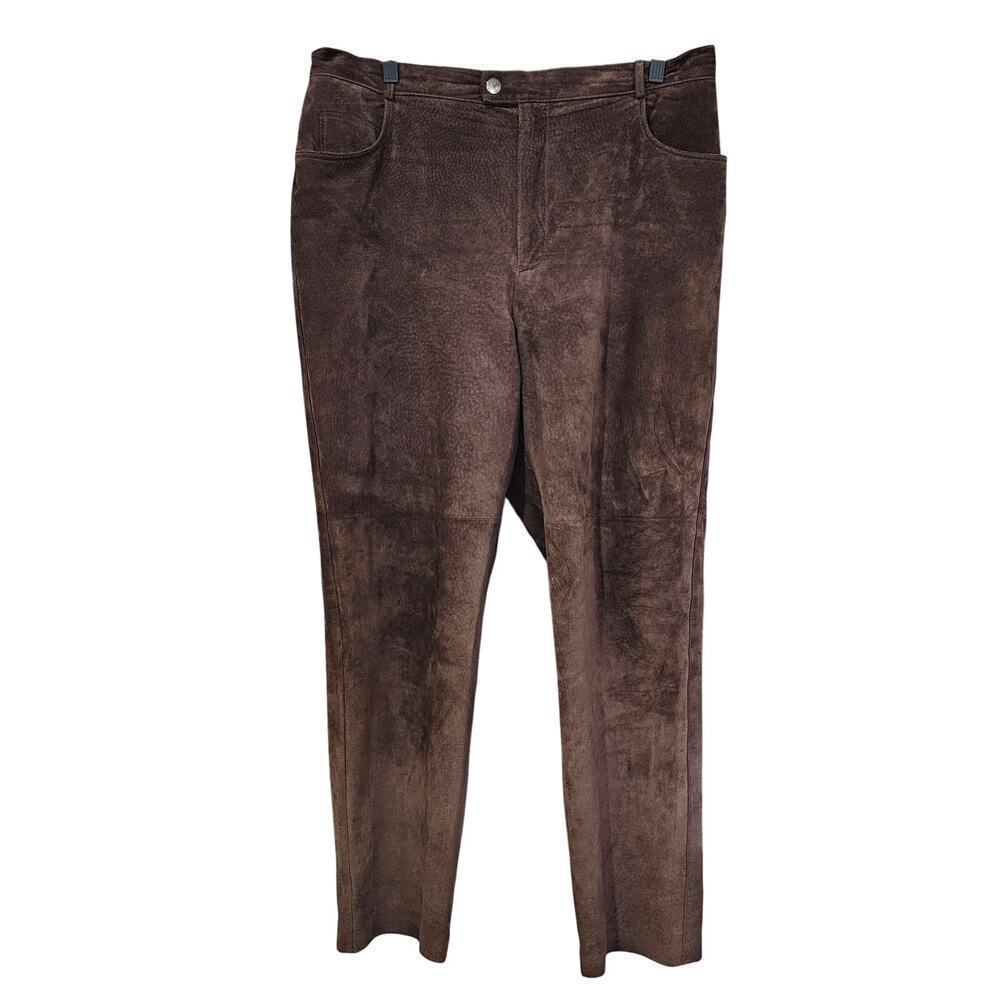 Margaret Godfrey Genuine Suede Leather Pants Brown Size 16